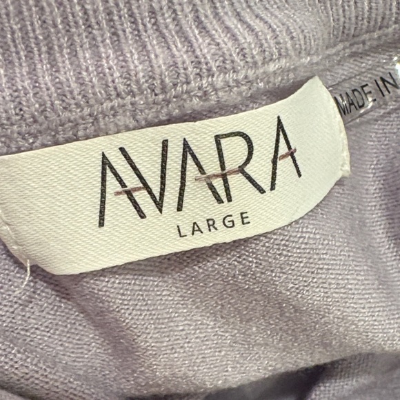 Avara Khloe Gray Striped Sleeve Crewneck Sweater  Large - Picture 2 of 8